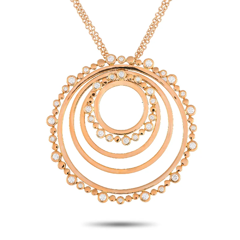 Ruby necklaces-Bucherer 18K Rose Gold 0.89ct Diamond Circle Necklace BU07-071124