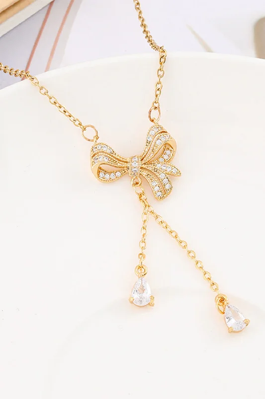 Vivid gem necklaces-Golden Bow Necklace