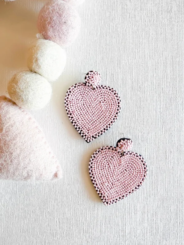 Alloy metal rings-Soft clay earrings-Julia Heart Earrings