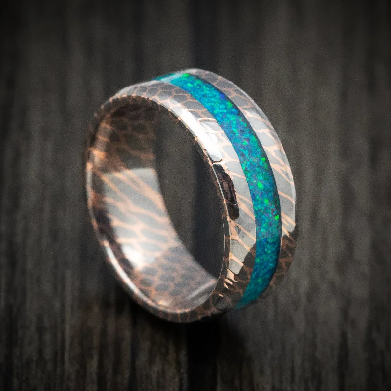 Superconductor Men's Ring with Opal Inlay Custom Made Band