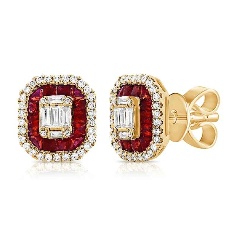 Hawk feather rings-Wanderer weave earrings-14K GOLD DIAMOND AND RUBY DANI EARRINGS