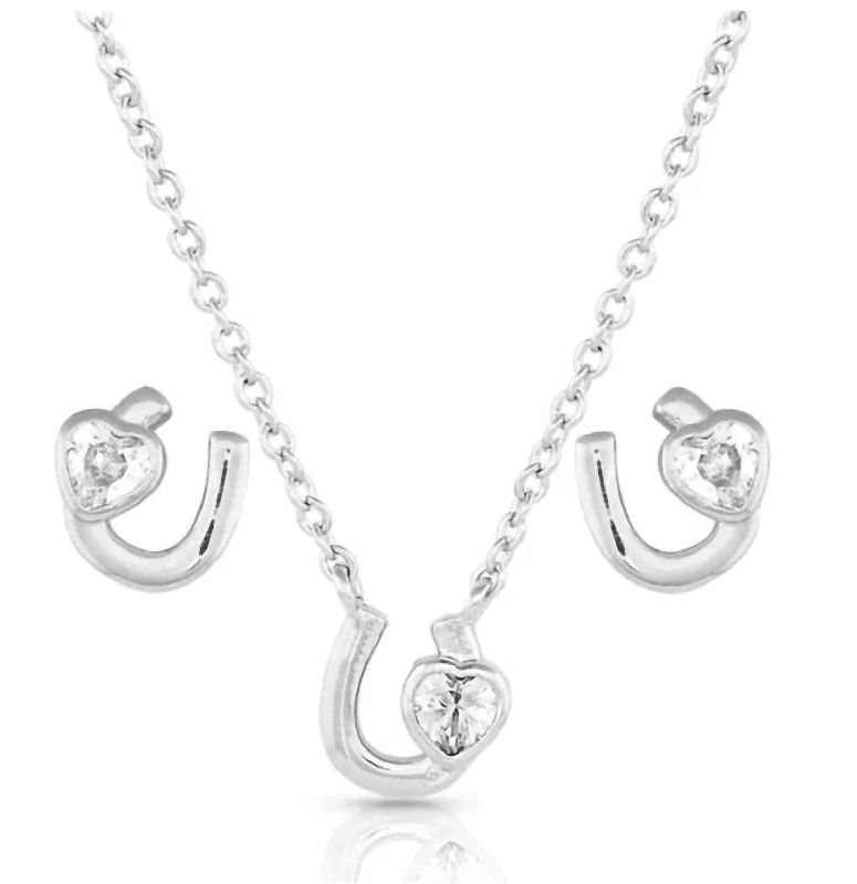 Rose flower necklaces-Women's Lucky Inlove Jewelry Set In Silver