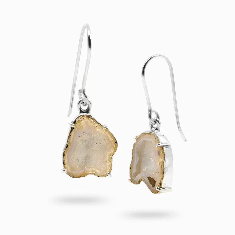 Classic lock rings-Smooth stud earrings-Agate Druzy Drop Earrings