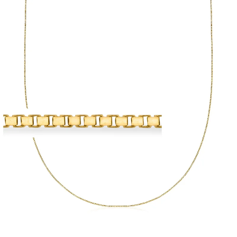 Etched initial necklaces-Canaria 0.7mm 10kt Yellow Gold Adjustable Box-Chain Necklace