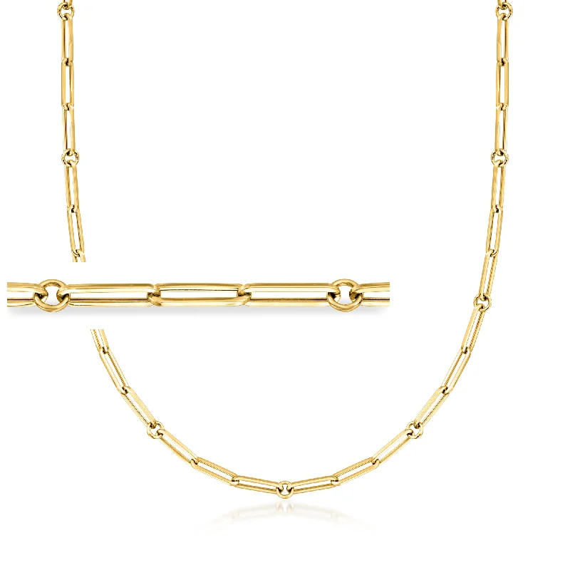 Shiny crystal necklaces-Ross-Simons Italian 18kt Yellow Gold Paper Clip Link Necklace