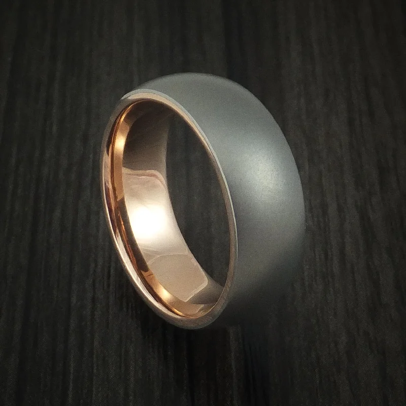 Titanium and 14K Rose Gold Sleeve Men's Ring Custom Made Band