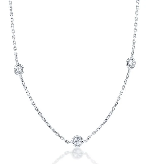 Polished bead necklaces-1 1/5Ct Diamonds By The Yard Necklace Lab Grown in 14k White or Yellow Gold