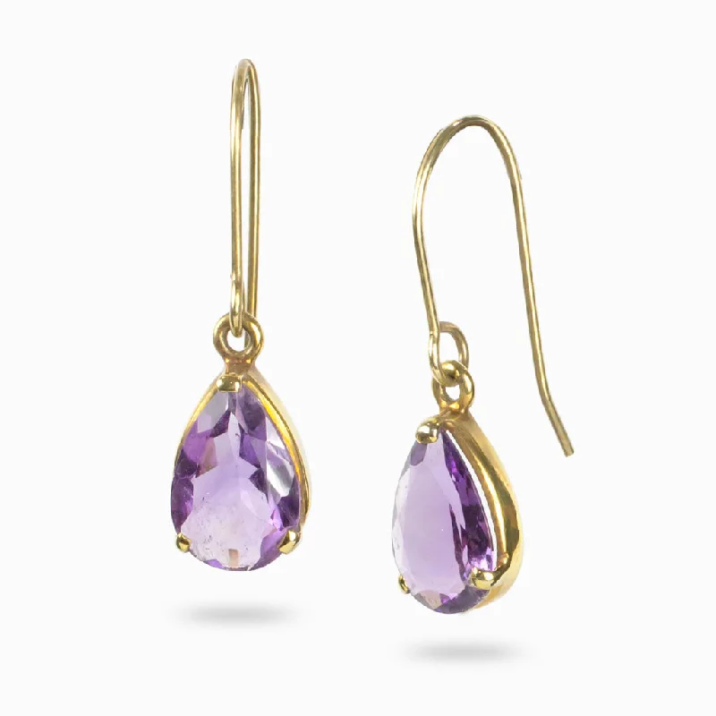 Oval gem rings-Wanderer weave earrings-Amethyst Drop Earrings