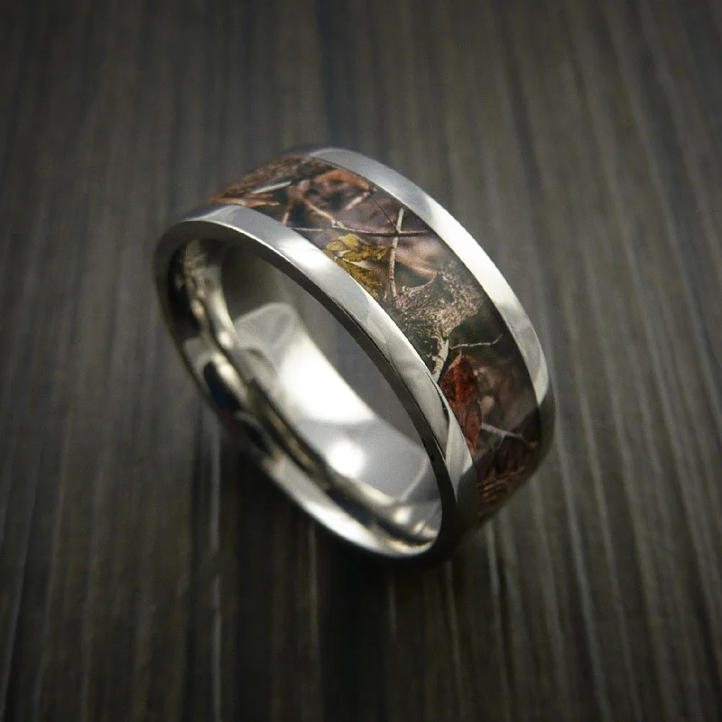 Titanium Men's Ring with Camo Inlay Custom Made Wedding Band