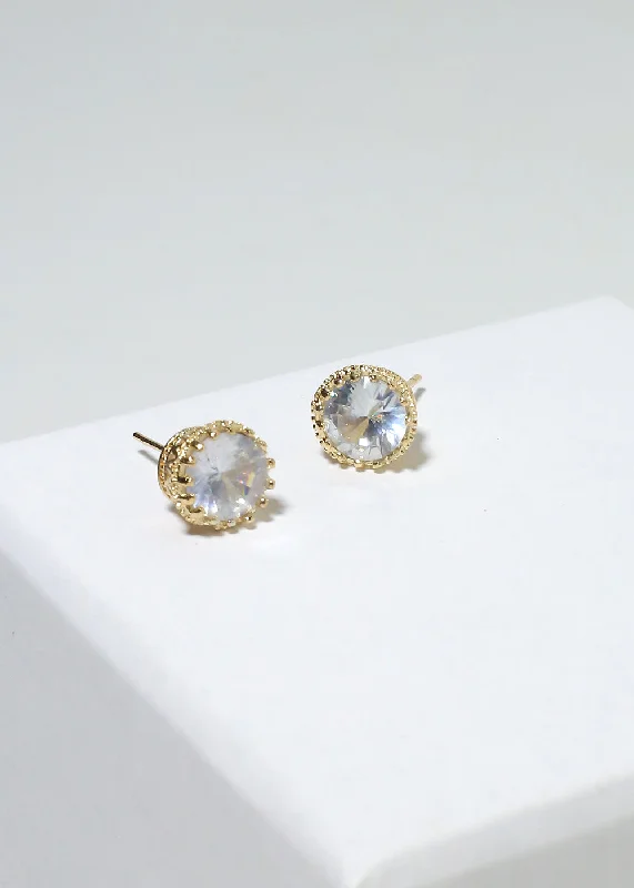 Fine texture earrings-Dual-tone earrings-Sparkly Gemstone Stud Earrings