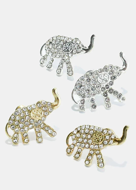 Loop knot rings-Bamboo style earrings-Rhinestone Studded Elephant Earrings