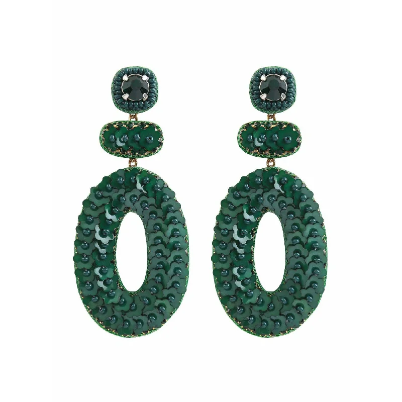 Smooth drop earrings-Fine bead earrings-Brit Green