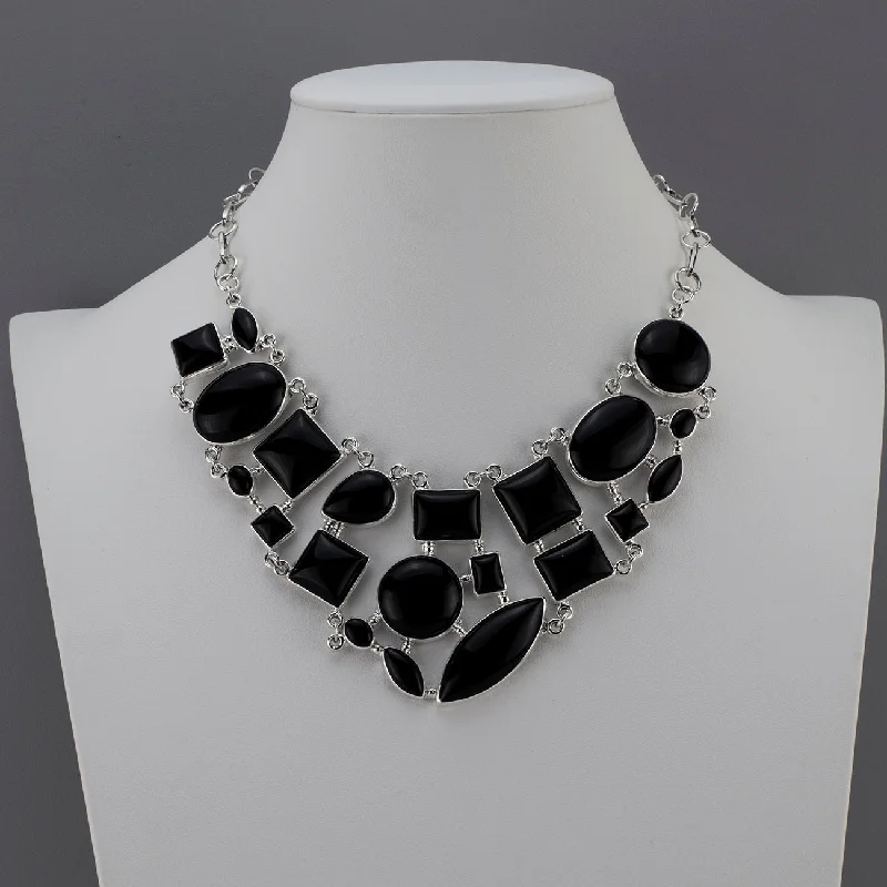 Half moon necklaces-Large Black Onyx Statement Necklace