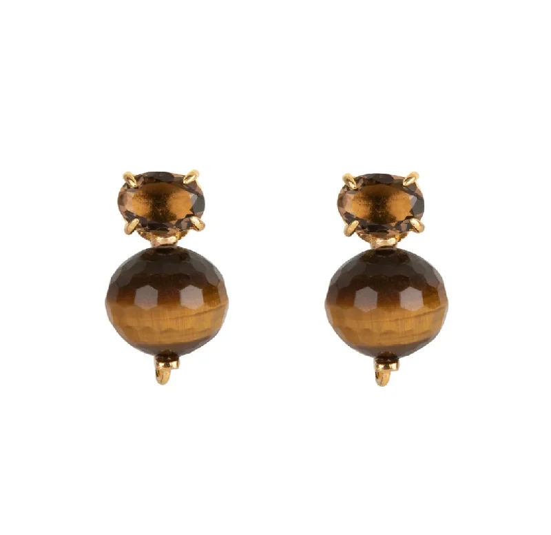 Braided cord earrings-Loop knot earrings-Tigers Eye Stud