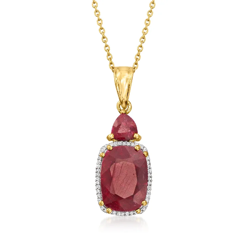 Delicate filigree necklaces-Ross-Simons Ruby and . Diamond Pendant Necklace in 18kt Gold Over Sterling