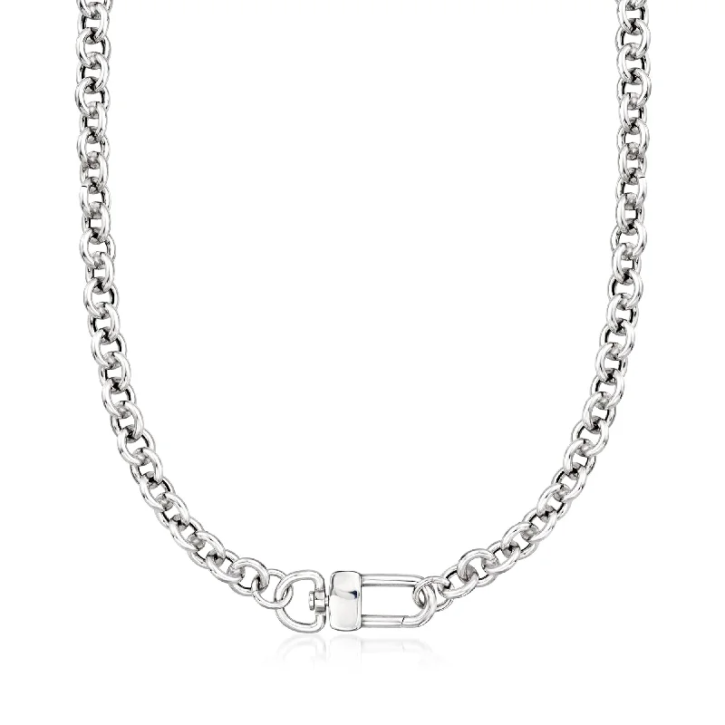 Heavy link necklaces-Ross-Simons Italian Sterling Silver Cable Chain Modern-Lock Necklace