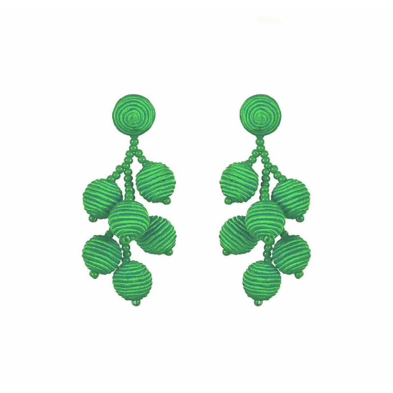 Braided cord earrings-Glossy enamel earrings-Green Mini Gumball