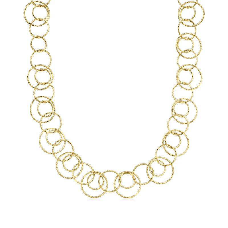 Polished gold necklaces-Ross-Simons 18kt Gold Over Sterling Textured and Polished Multi-Circle Necklace