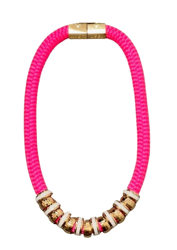 Glossy enamel necklaces-Classic Necklace In Hot Pink