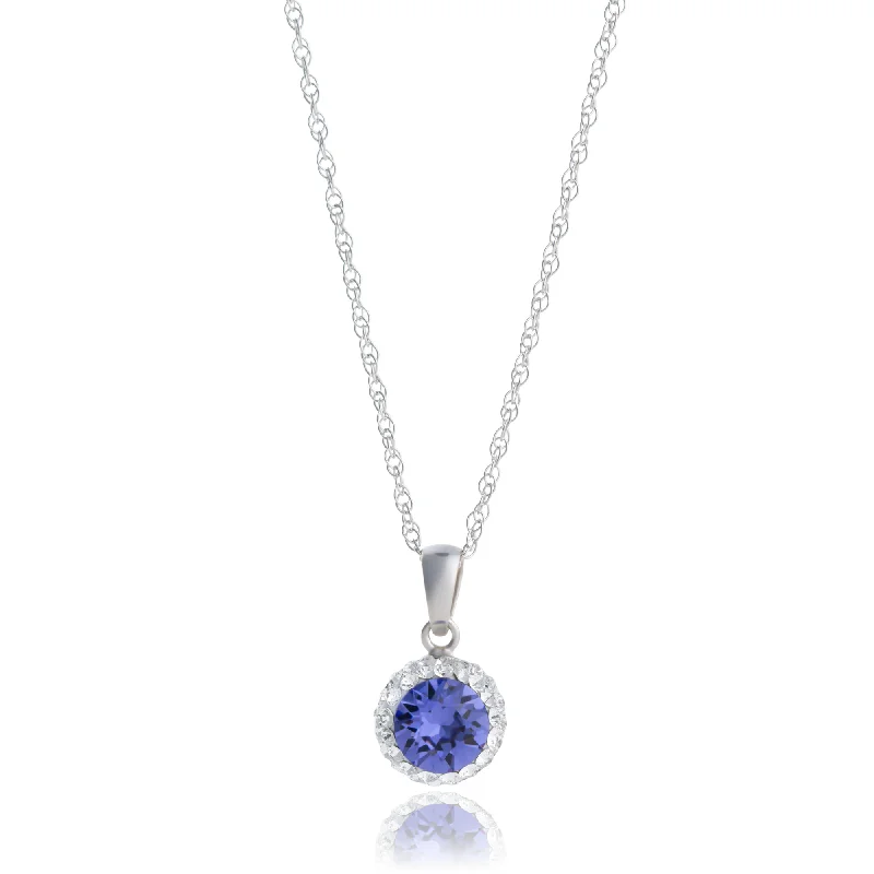 Alloy metal necklaces-Sterling Silver Crystal Halo Pendant Necklace