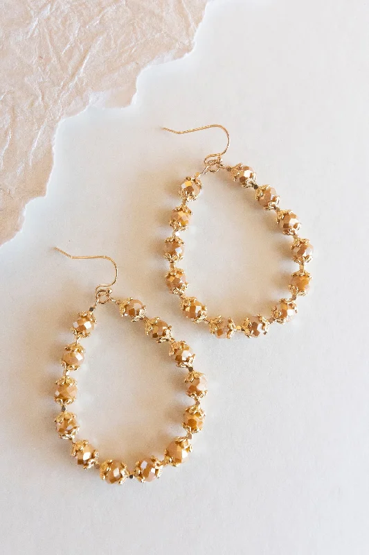 Tiny dot earrings-Bali tile earrings-Belinda Gold Teardrop Earrings | Gold Ornate Beaded Earrings | Everyday and Special Occasion Drop Earrings