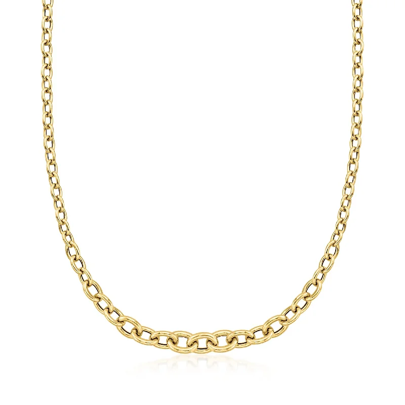 Floating gem necklaces-Ross-Simons Italian 18kt Yellow Gold Graduated Cable-Link Necklace