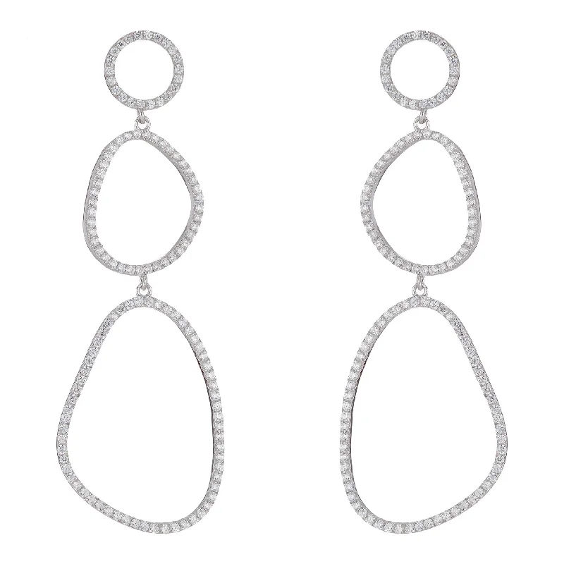 Tide drop earrings-Linen cord earrings-Silver Mena