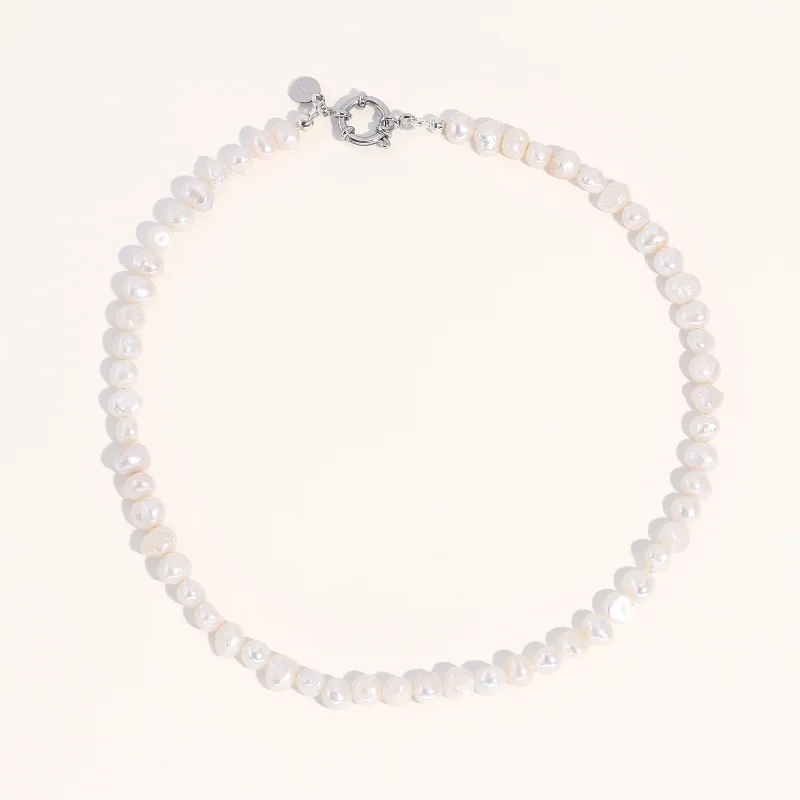 Sleek design necklaces-Silver Jackie Essential Pearl Necklace