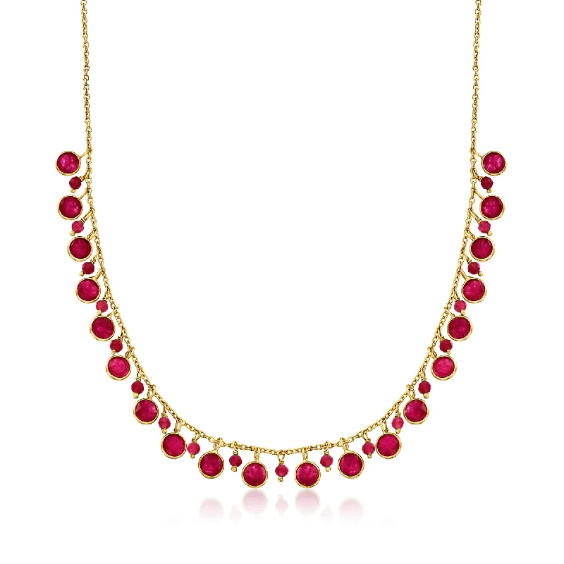 Thick stone necklaces-Ross-Simons Ruby Drop Necklace in 18kt Gold Over Sterling