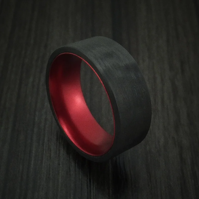 Solid Carbon Fiber Men's Ring with Anodized Sleeve Custom Made