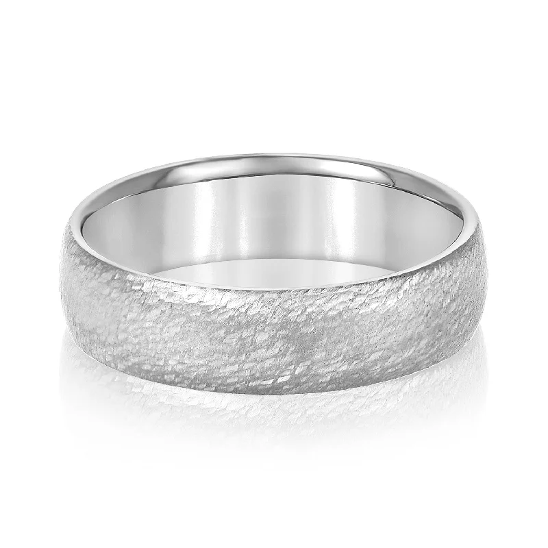 Men's Low Dome Comfort Fit Hammered Wedding Ring