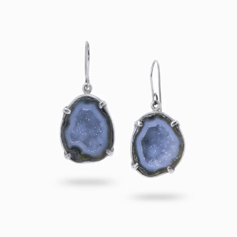 Smooth form rings-Soft threader earrings-Agate Druzy Drop Earrings