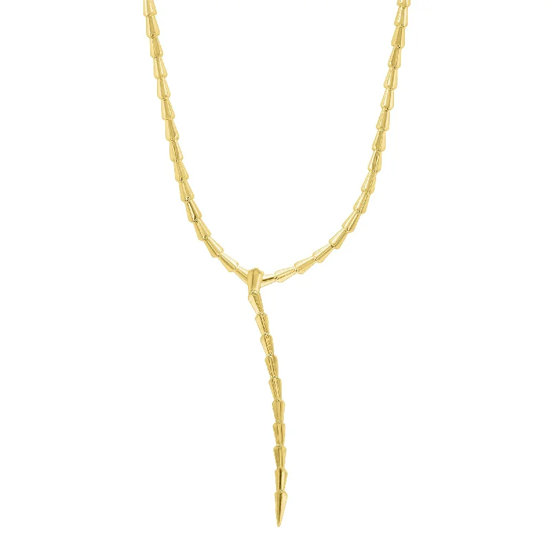 Heavy bib necklaces-14k Gold Plated Adjustable Serpent Lariat Y-Necklace