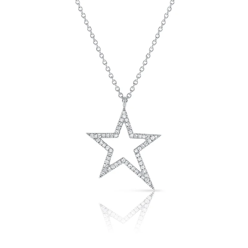 Cotton cord necklaces-14k Gold & Diamond Star Necklace