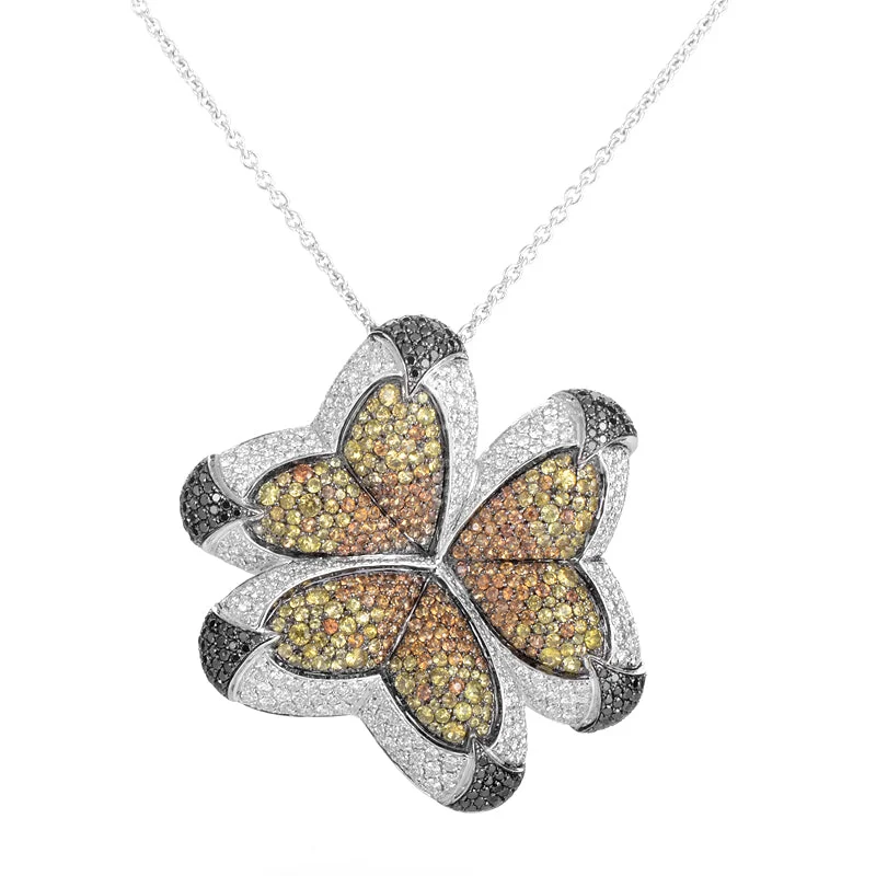 Bamboo weave necklaces-Maggioro 18K White Gold 3.81ct Black and White Diamond and Sapphire Butterfly Necklace