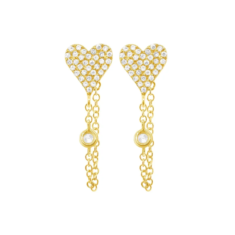 Fox motif rings-Wanderer feather earrings-14K GOLD DIAMOND SHAINA HEART EARRINGS