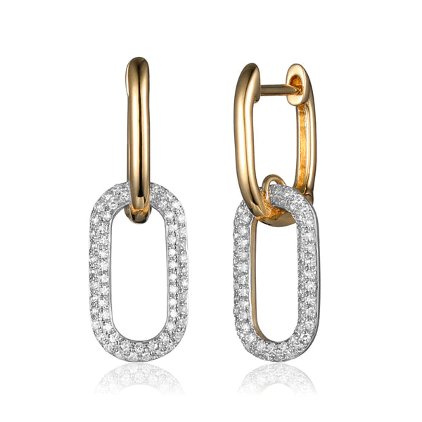 Stacked drop earrings-Solid bar earrings-14K GOLD DIAMOND SMALL CLAUDIA EARRINGS