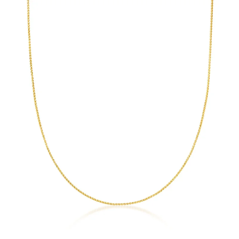 Slim choker necklaces-Ross-Simons 0.6mm 14kt Yellow Gold Wheat Chain Necklace