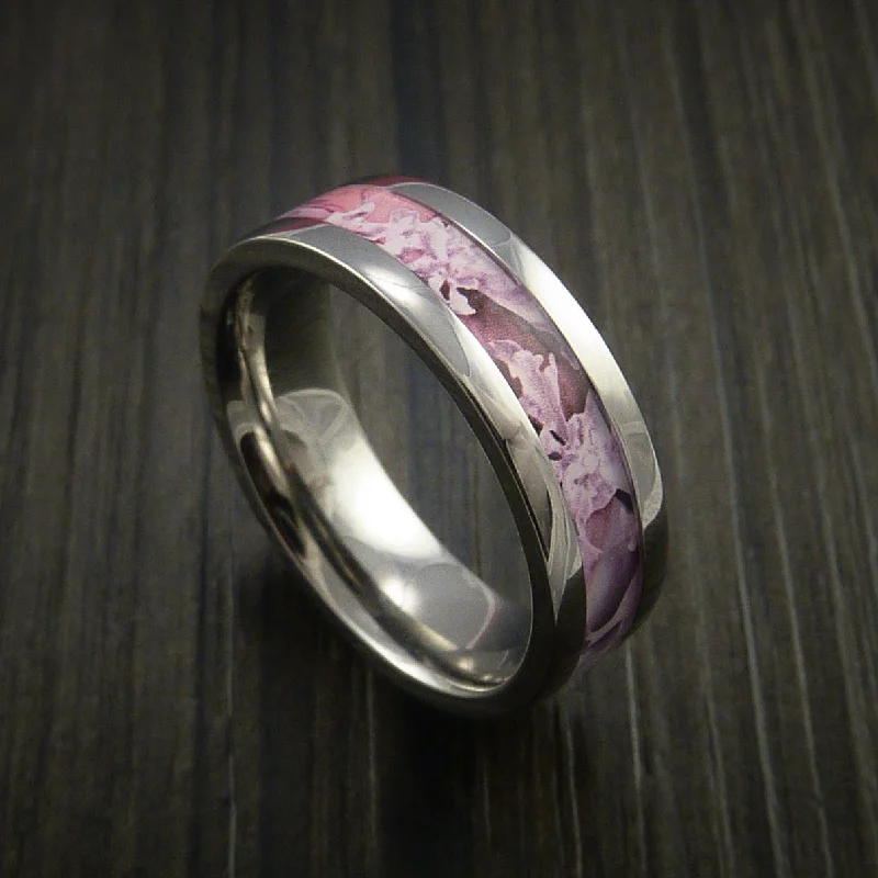 Titanium Men's Ring with Camo Inlay Custom Made Wedding Band