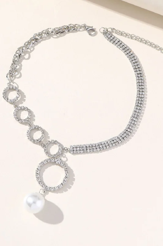 Polished bead necklaces-Silver Sparking Rhinestone Choker Necklace