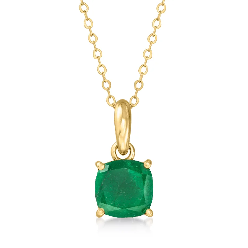 Linen cord necklaces-Canaria Emerald Pendant Necklace in 10kt Yellow Gold