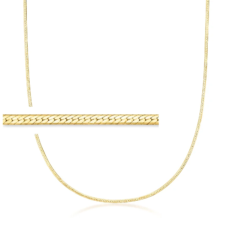 Tide pattern necklaces-RS Pure by Ross-Simons Italian 1.6mm 18kt Gold Vermeil Herringbone Necklace