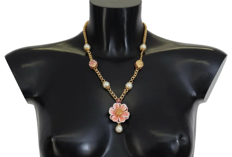 Ruby drop necklaces-Dolce & Gabbana Elegant Floral Statement Charm Women's Necklace