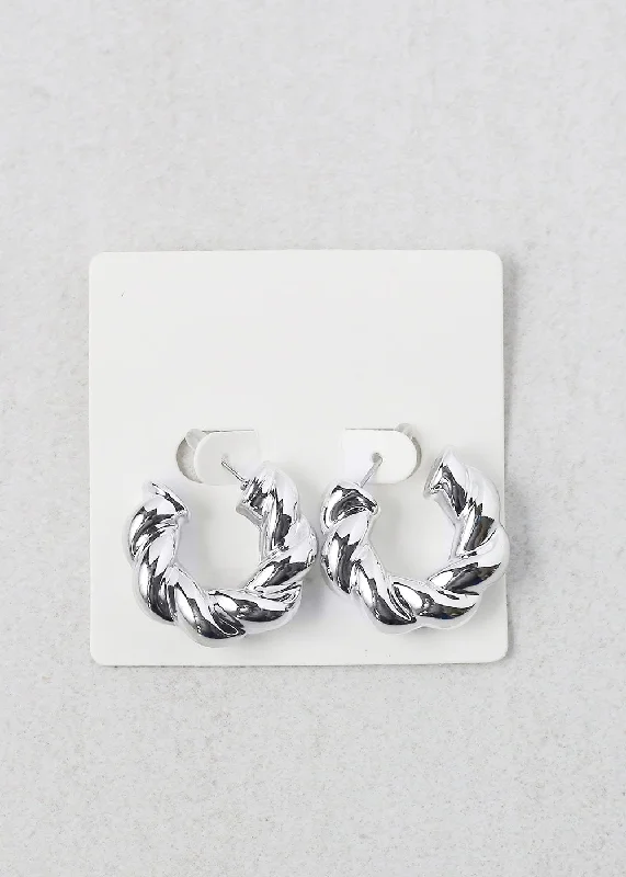 Shiny star rings-Playful pair earrings-Twisted Open Hoop Earring