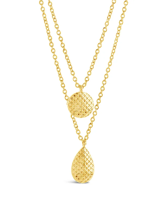 Etched initial necklaces-Aldari Layered Necklace - gold