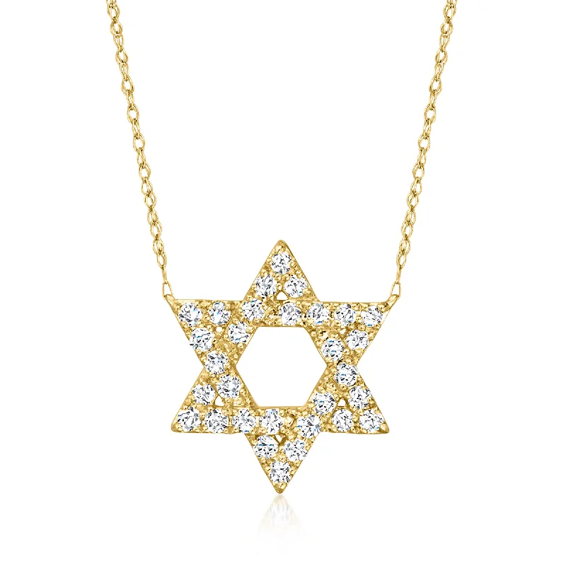 Vintage coin necklaces-Ross-Simons Diamond Star Of David Necklace in 14kt Yellow Gold