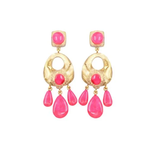 Textured disc earrings-Twine bead earrings-Zelia Pink