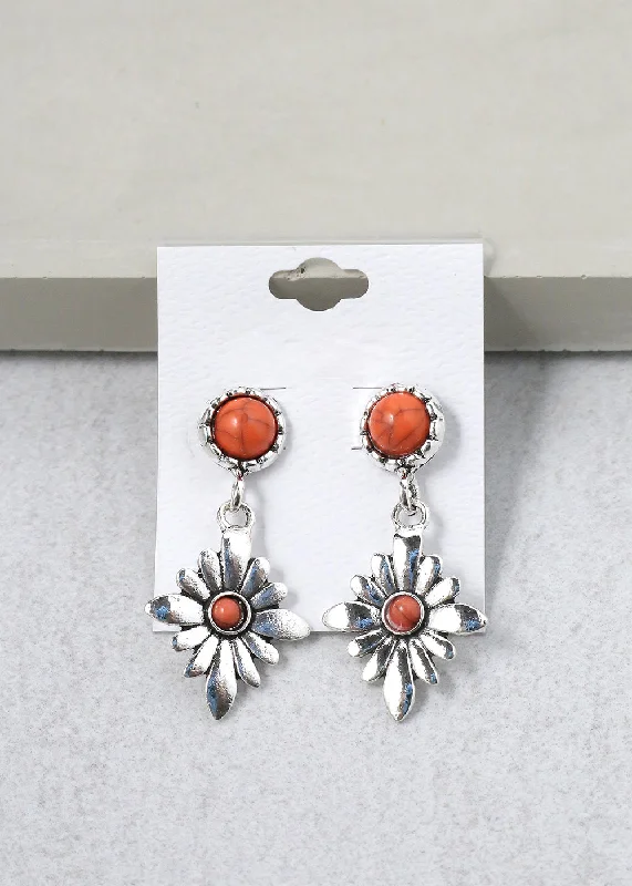 Thick tier earrings-Light clay earrings-Dangling Flower Earrings