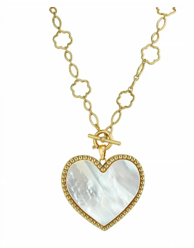 Net choker necklaces-Beaded Heart Pendant In Mother Of Pearl