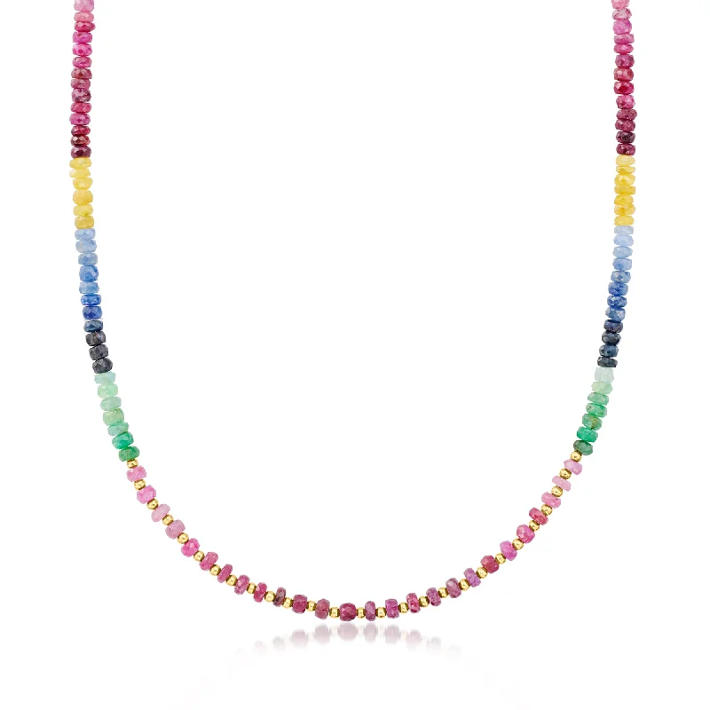 Fox charm necklaces-Canaria 75.00- Multi-Gemstone Bead Necklace in 10kt Yellow Gold